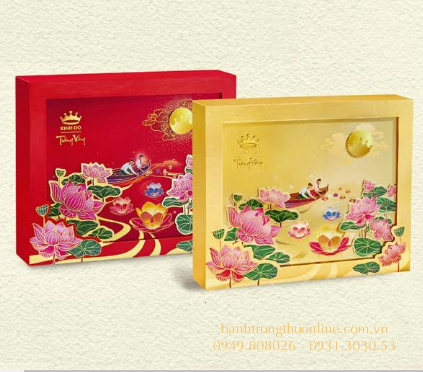 Bánh trung thu Kinh Đô 2023 - Trăng Vàng Hồng Ngọc An Thịnh (đỏ) / An Phú (vàng)