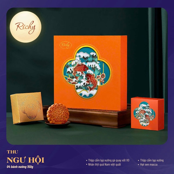 Bánh trung thu Richy 2023 - Thu - Ngư Hội ( Hộp 4 bánh)