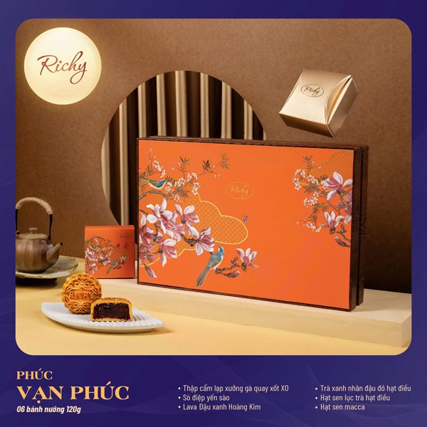 Bánh trung thu Richy 2025 - Phúc - Vạn Phúc ( Hộp 6 bánh)